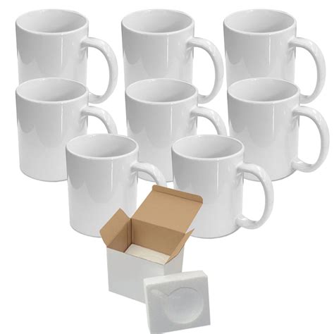 8 PCS 11OZ Sublimation Mug Coated Ceramic Mugs White Sublimation Blanks ...