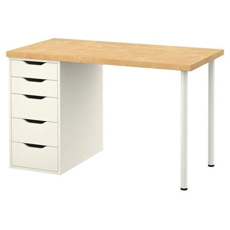 Ikea Computer Table with drawers, birch, white 47 1/4x23 5/8 ", 2382. ...