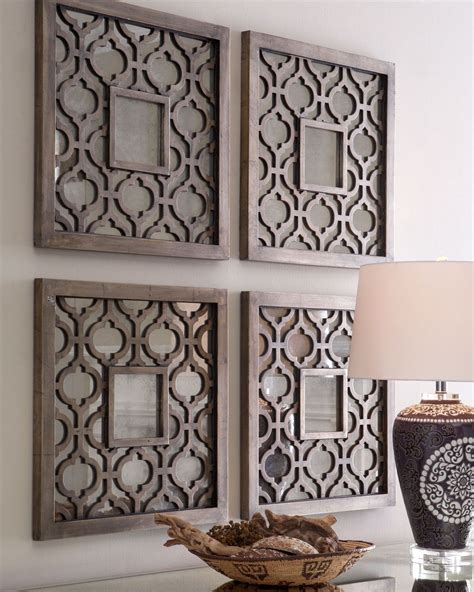 Wood Lattice Wall Art Awesome Wall Decor With Uttermost Sorbolo Antiqued Mirrors photo, Wood ...