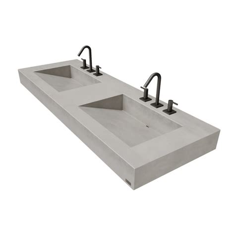 60" ADA Floating Concrete Double Ramp Sink in 2020 | Wall mount faucet bathroom sink, Sink, Wall ...