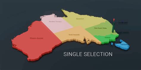 Australia 6 States, 3 Territories & Islands Map (3D Pre-Rendered Images) - Payhip