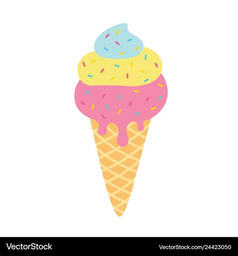 Cartoon cute ice cream with colorful glaze Vector Image