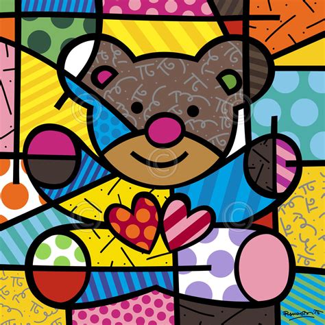 "Friendship Bear" Medium Print by Romero Britto 10 x 10 - Artreco