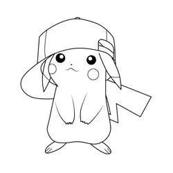 Pikachu With Hat Coloring Page for Kids - Free Pikachu Printable ...