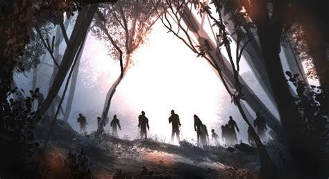 fantasy art, Zombies, Forest, Trees, Mist Wallpapers HD / Desktop and Mobile Backgrounds