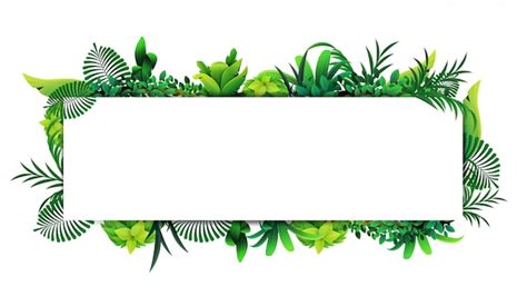 Premium Vector | Horizontal frame of tropical leaves around a white ...