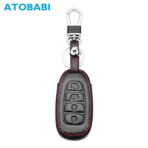 ATOBABI Car Key Case 4 Buttons Real Leather Keyless Remotes Key Fobs ...