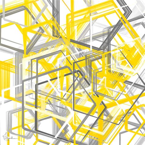 Yellow And Gray Geometric Shapes Art Painting by Lourry Legarde - Pixels