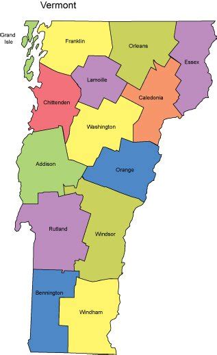 Vermont PowerPoint Map - Counties