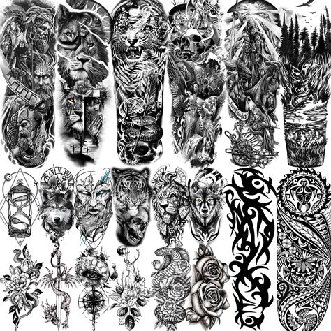 Buy VANTATY 20 Sheets Extra Large Full Arm Temporary Tattoos For Men ...