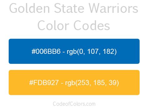 Golden State Warriors Colors - Hex and RGB Color Codes