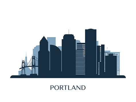 Portland Skyline Monochrome Silhouette Vector Illustration Stock Illustration - Download Image ...