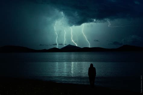 Silhouette of human with thunders in the sky photography HD wallpaper ...