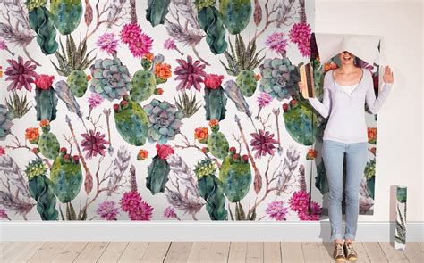 Boho Floral Wallpaper Peel and Stick Wallpaper Tropical - Etsy