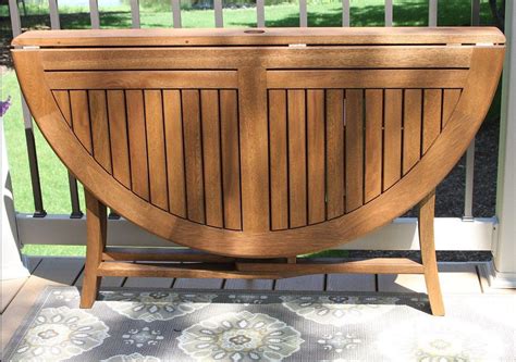 Outdoor Wood Dining Table Foldable 48 Inch Round Brown Folding Patio Furniture - Tables