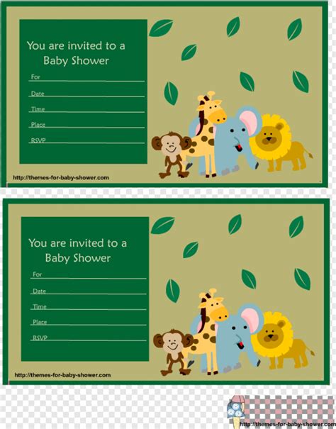 Baby Shower Elephant - Safari Baby Shower Invitations Featuring Lion, Monkey, Transparent Png ...