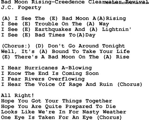 Bad Moon Rising -- Creedence Clearwater Revival | Lyrics and chords, Great song lyrics, Wonder ...