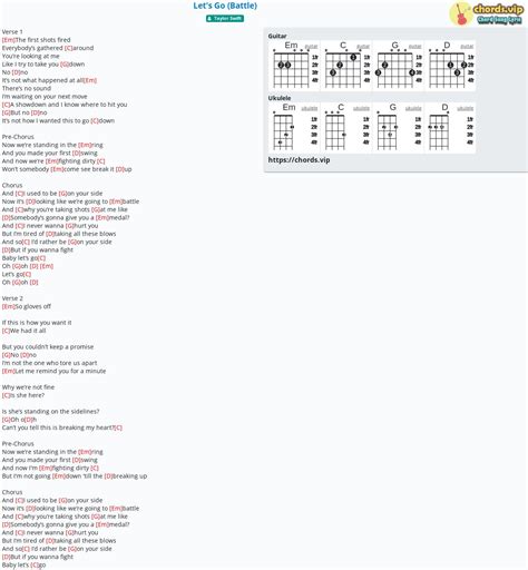 Chord: Let's Go (Battle) - Taylor Swift - tab, song lyric, sheet, guitar, ukulele | chords.vip