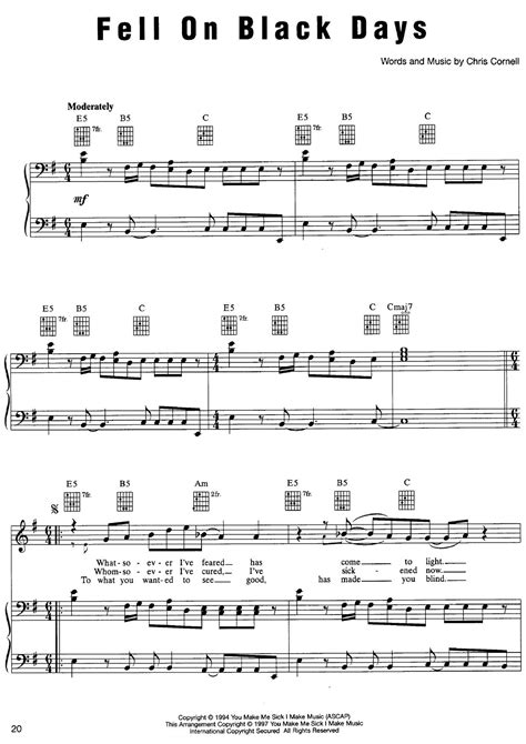 Soundgarden-Fell On Black Days Sheet Music pdf, - Free Score Download ★