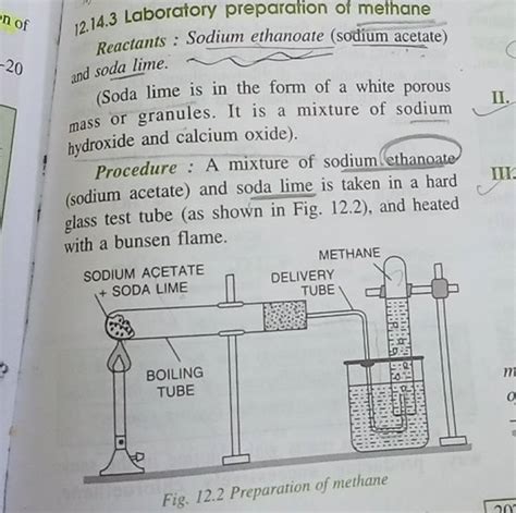 12.14.3 Laboratory preparation of methane Reactants : Sodium ethanoate (s..