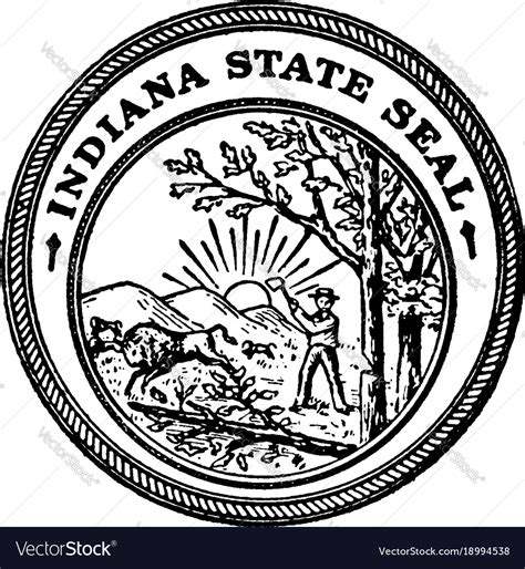 Seal of the state of indiana vintage Royalty Free Vector