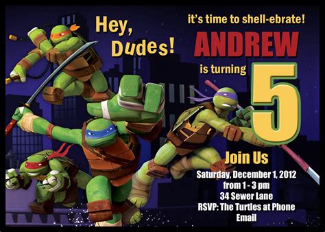 Teenage Mutant Ninja Turtle Birthday Party Invitations – Bagvania FREE Printable Invitation Template