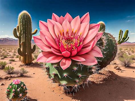 Premium AI Image | A cactus flower blooming in the desert