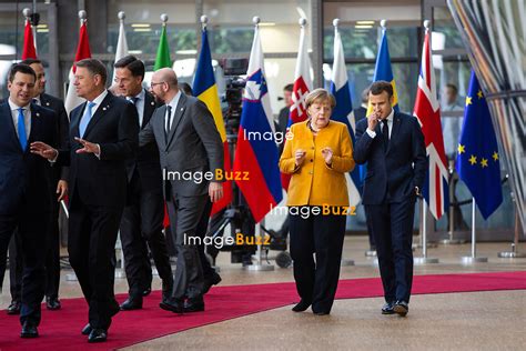 French President Emmanuel Macron attends the EU summit meeting, at the ...