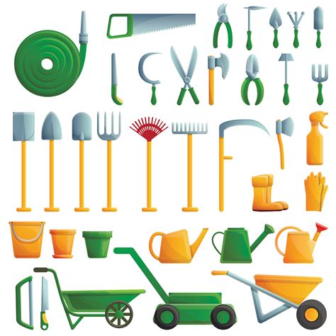 Gardening tools icons set, cartoon style 8939554 Vector Art at Vecteezy