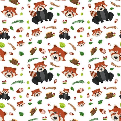 Red panda cute animal seamless pattern 8337130 Vector Art at Vecteezy