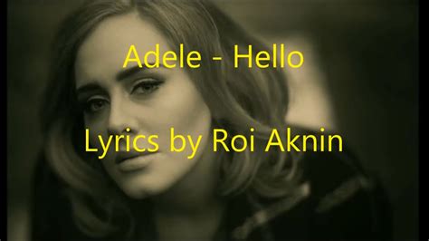 Hello - Adele - Lyrics - YouTube