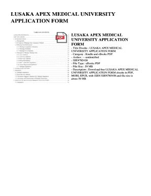 Fillable Online uemi LUSAKA APEX MEDICAL UNIVERSITY APPLICATION FORM ...