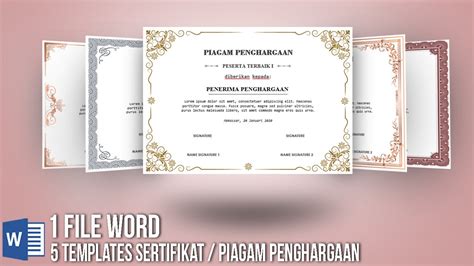 Format Template Piagam Penghargaan Word - YouTube