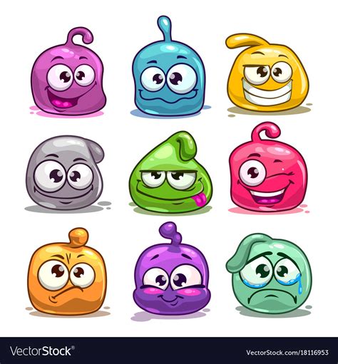 Funny colorful blob characters Royalty Free Vector Image