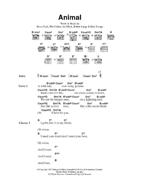 Animal by Def Leppard - Guitar Chords/Lyrics - Guitar Instructor