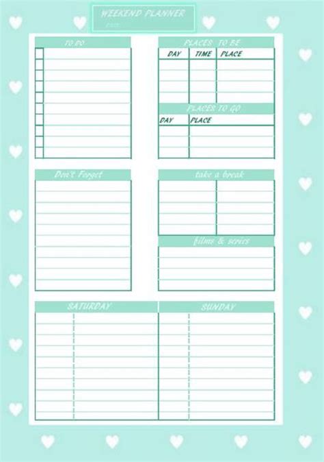 weekend planner printable | Printable planner, Planner, Journals & planners