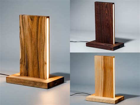 Wooden Table LED Lamp / USB Charger / Modern Minimalist Loft Design / Touch Dimmer / Home Decor ...