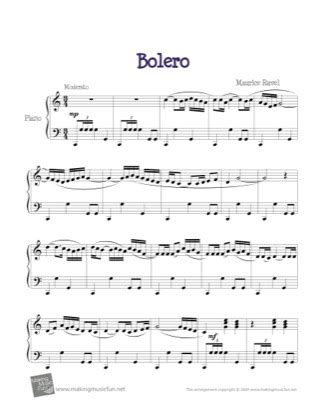 Bolero - Maurice Ravel Free Piano Sheet Music PDF