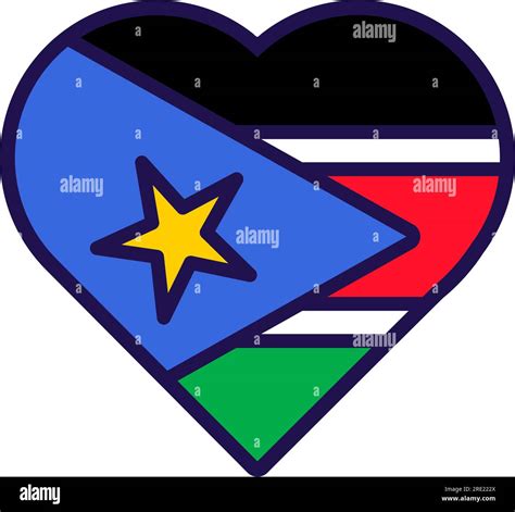 Patriot heart in national South Sudan flag colors. Festive element ...