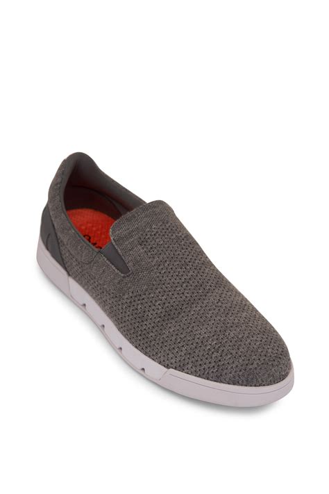 Swims - Breeze Tennis Gray Mélange Knit Slip On Sneaker