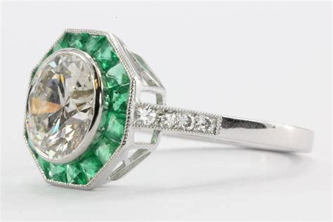 Art Deco Style 2.1 Carat Diamond Emerald Platinum Sophia D Engagement ...