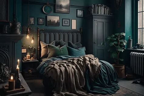 Dark Academia Bedroom | Dark green rooms, Dark home decor, Academia bedroom