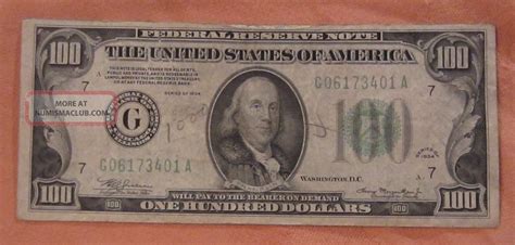 Series Of 1934 $100 Bill Federal Reserve Note Chicago Illinois ...