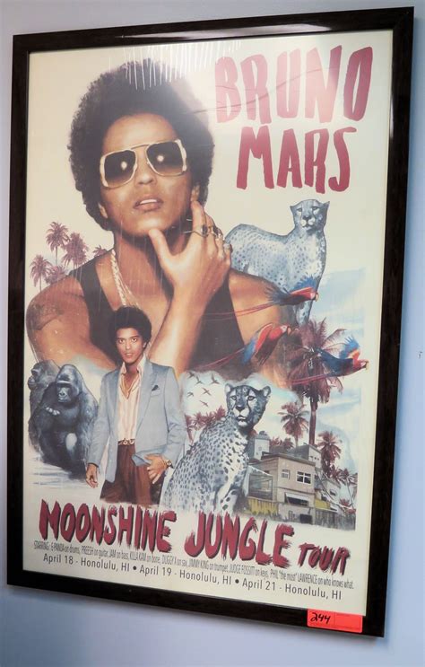 Framed Bruno Mars "Moonshine Jungle Tour" Poster 26" x 38" - Oahu Auctions