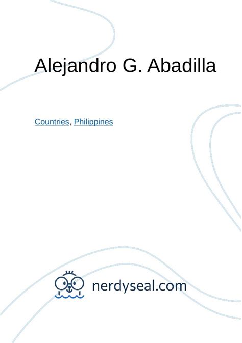 Alejandro G. Abadilla - 10354 Words - NerdySeal