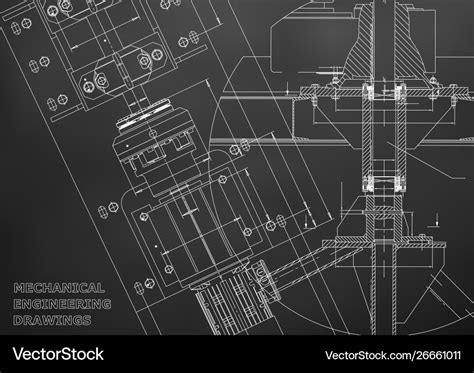 Blueprints mechanical engineering drawings Vector Image