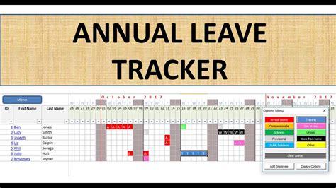 Annual Leave Tracker ~ MS Excel Templates