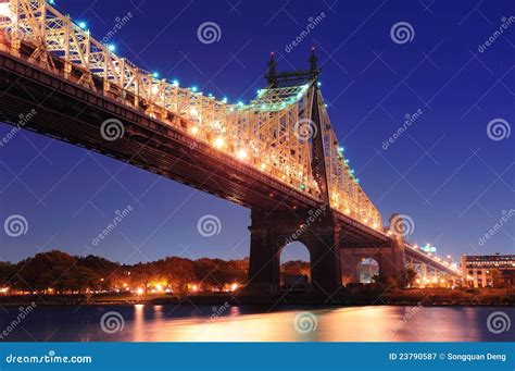 Queensboro Bridge night stock image. Image of panorama - 23790587