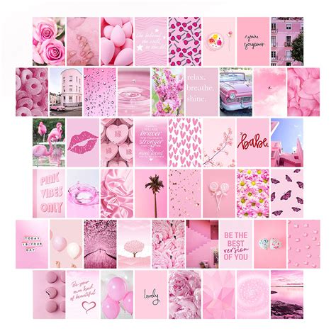 Buy WOONKIT Pink Wall Collage Kit Aesthetic Pictures, Collage Kit for Wall Aesthetic, Pink Room ...