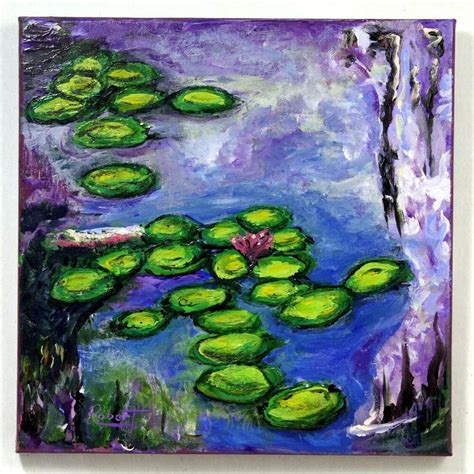 Monet Green Lily Pads Original Painted Impressionism signed "Robert ...